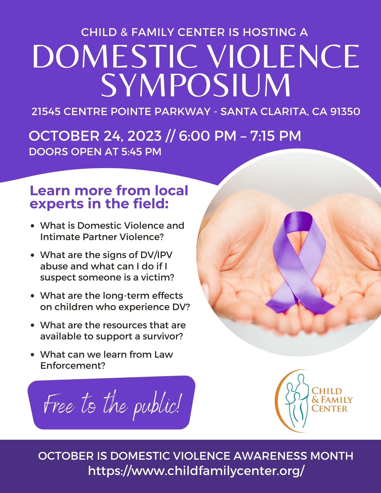 Child & Family Center is hosting a Domestic Violence Symposium