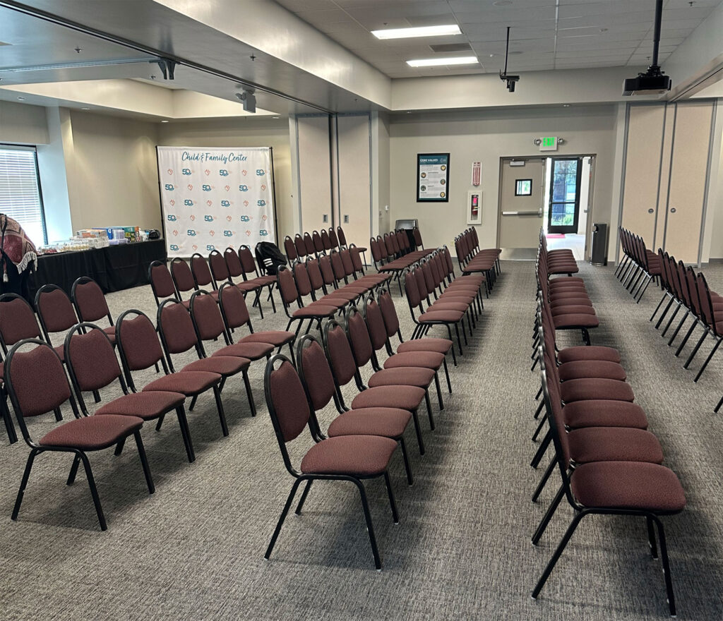 The Child & Family Center Education Center offers a large space with flexible seating. The Education Center is available for community business-related events, such as education events, trainings, workshops, meetings, luncheons and conferences.