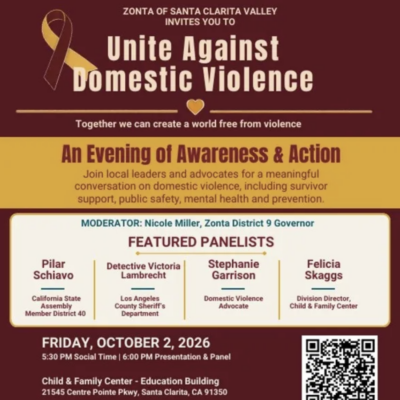 Oct. 2: Unite Against Domestic Violence, An Evening of Awareness