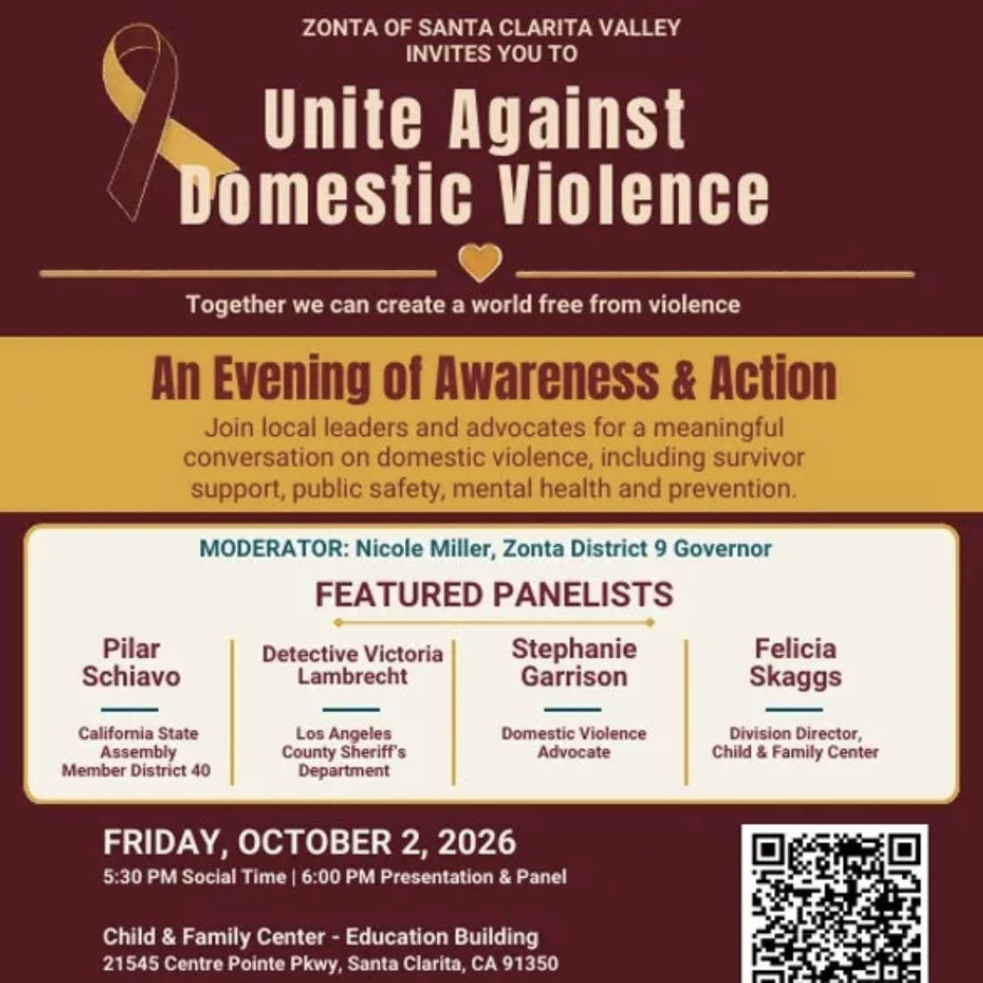 Oct. 2: Unite Against Domestic Violence, An Evening of Awareness